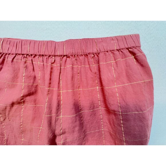 Liz Claiborne Womens Linen Blend Shorts Size 10 Pink Windowpane Casual Summer - Picture 8 of 11